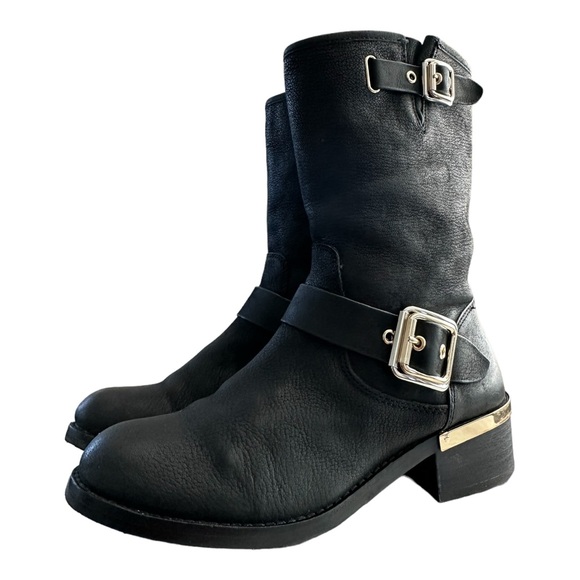 Vince Camuto Women's Windy Motorcycle Leather Boots Size 7M Black - Picture 8 of 10